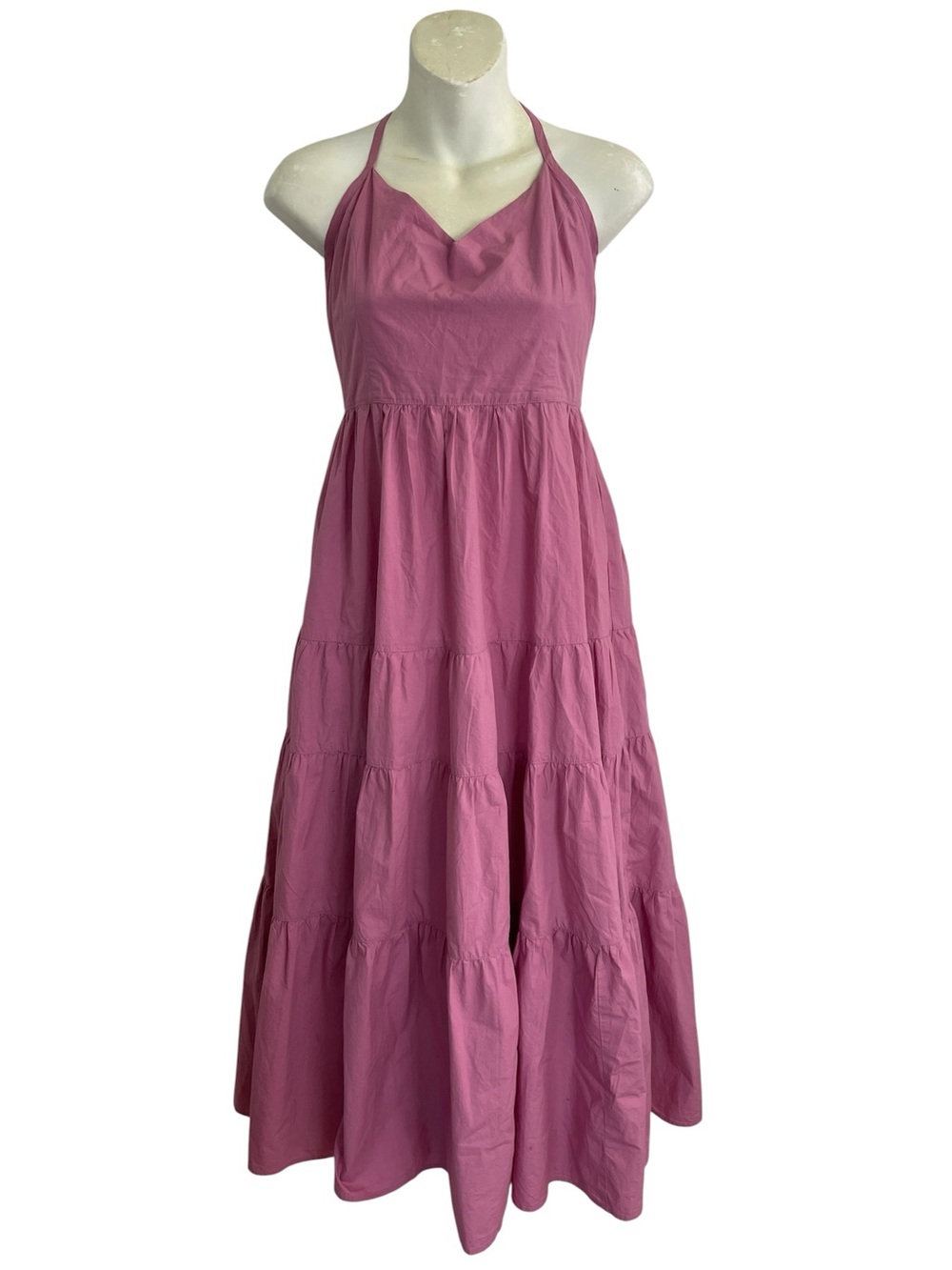 Madewell Dusty Rose Halter Tiered Maxi Dress new Size Medium twee flirty